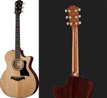 GUITARRA ELECTROACUSTICA DE 6 CUERDAS CON CUTAWAY TAYLOR 314CE LTD QUILTED  SAPELE