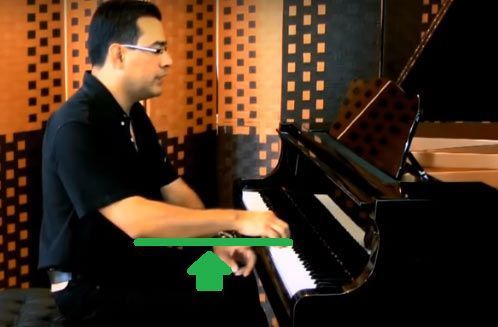 posición de los brazos para tocar piano